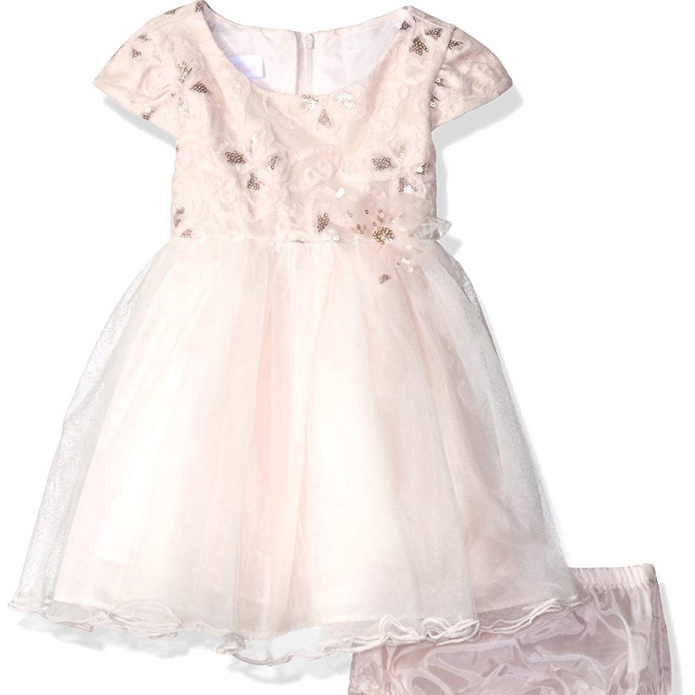 Bonnie Baby Pink Cap Sleeve Tulle Ballerina Soutache Special Occasion Dress 3-6